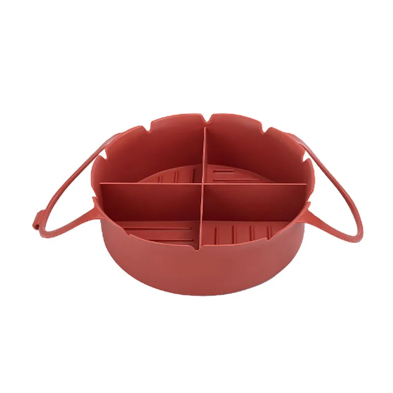 Wholesale 4 Grid Divided Reusable Silicone Air fryer Liners With Handle Silicone Pot Liner