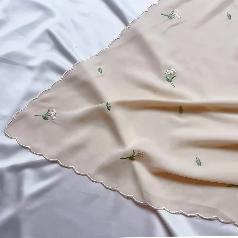 2024 Korea Chiffon  Hijab 180*70cm Muslim Woman Hijab Multiple Colors Available Edge Scallop Embroidery Delicate Embroidery