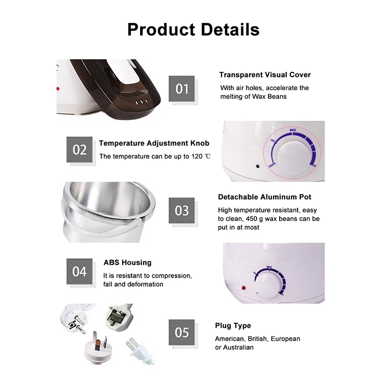 Lulu Youth, Wax 100 for Hair Removal Professional Mini Body Pink Multifunction Depilatory Wax Heater/