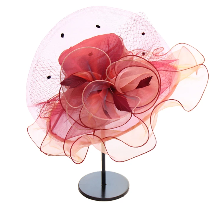 Wedding hat with detachable flower veil hairpin party hat Kentucky Derby glamorous bride tea party wedding hat