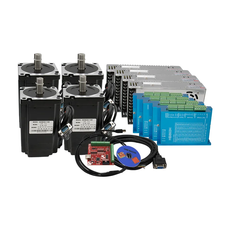 RU Nema34 close loop 4.5Nm stepper motor +HBS860H Hybrid driver+400w60v power supply +MACH3 controller board