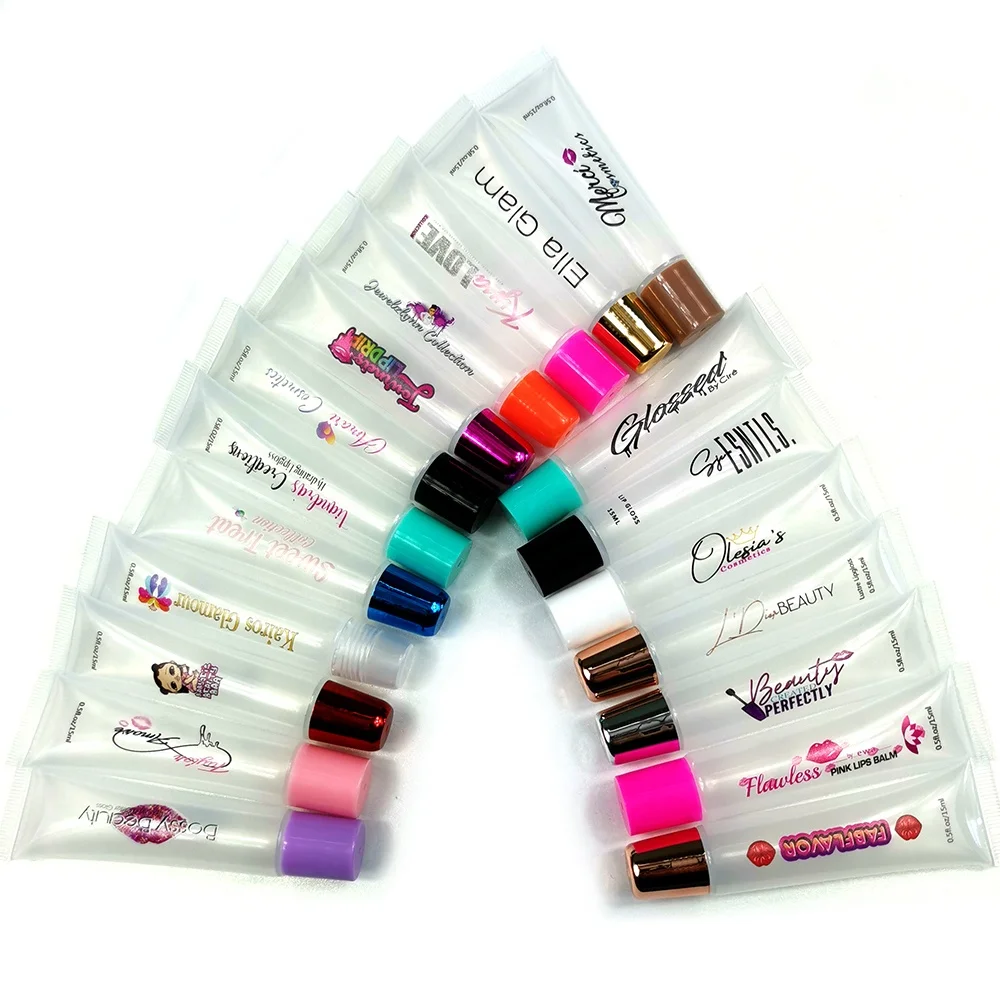 5ML 8ML 10ML 15ml 20ML Low MOQ private label custom logo transparent lip gloss squeeze tube empty lip balm tube