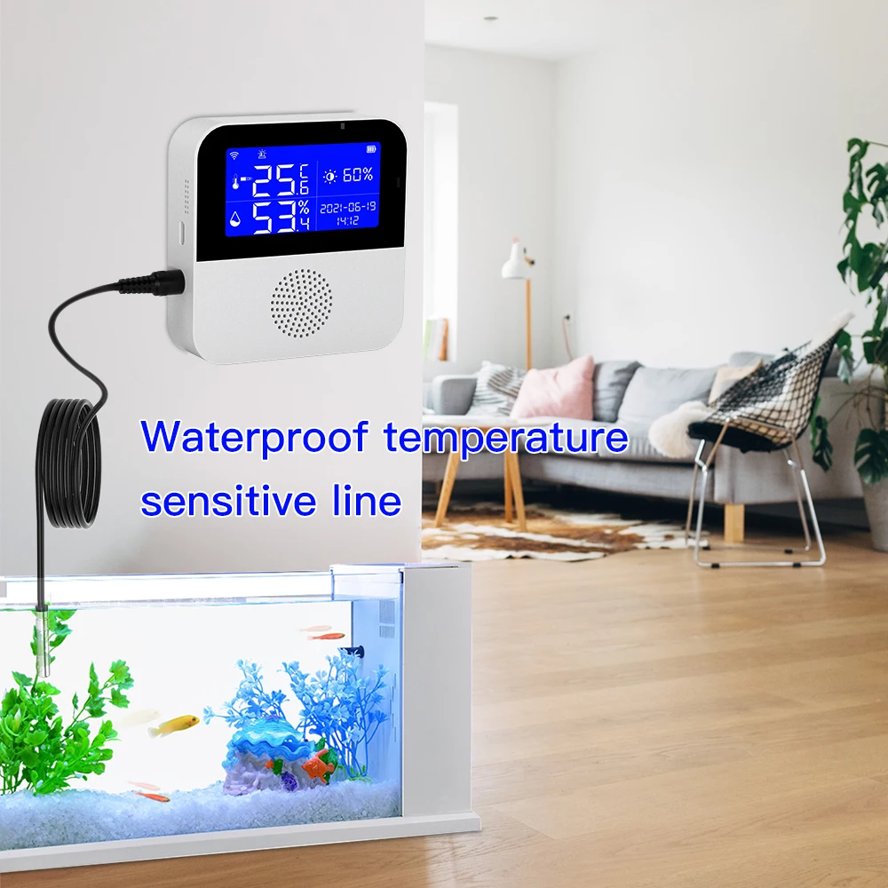 Digital LCD Display Alarm Refrigerator Fish Tank Aquarium Thermometer Freezer Smart Wifi Temperature Humidity Gauge With Probe