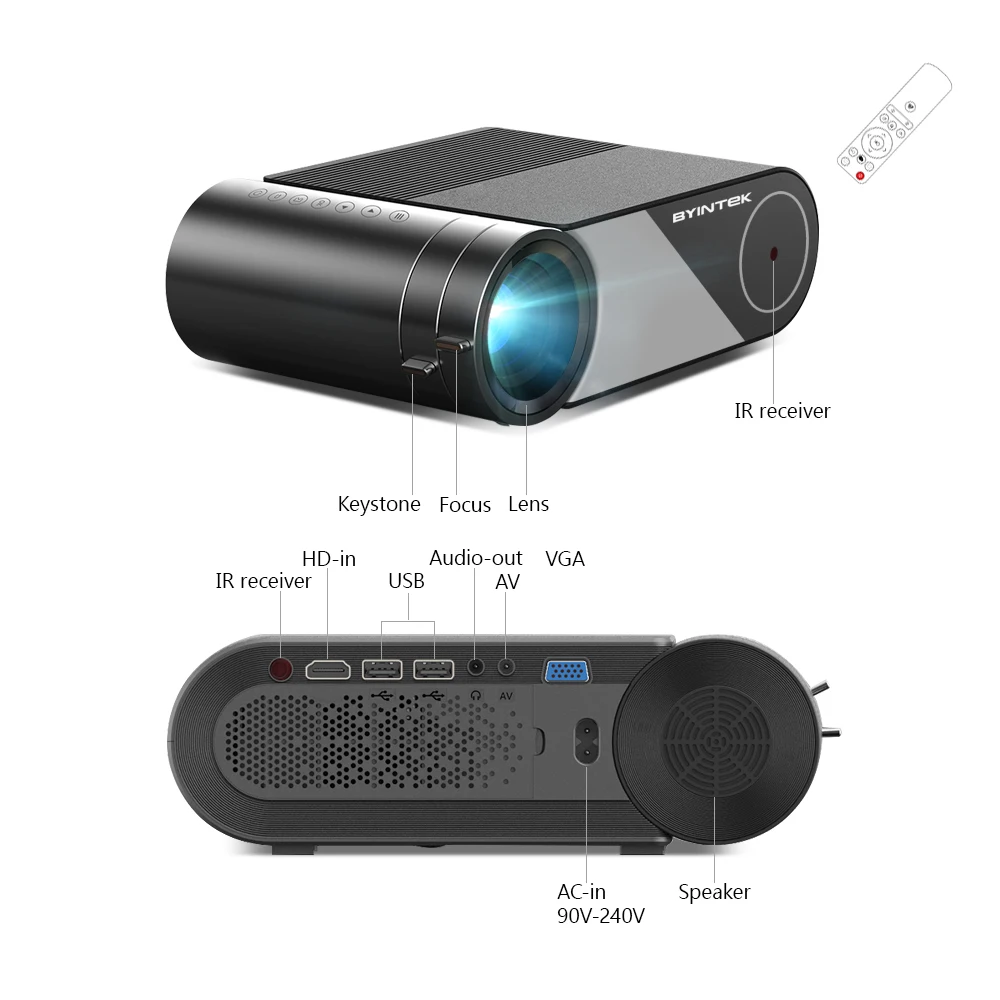 BYINTEK K9 4000lumens Mini LED LCD Mobile Projector For 3D 4K  Home Cinema Portable Digital Projector For Smartphone