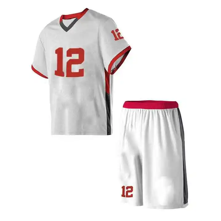 High Quality Lacrosse Uniform Team Wear Top Custom Made Design Polyester Fabric Lacrosse Uniform V-Neck Half Sleeve Jerseys