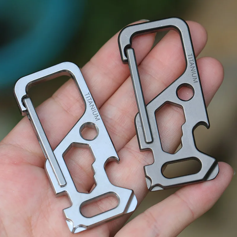 Camping Travel Outdoor Portable Titanium Alloy Carabiner Climbing Wrench Buckle Multi-functional Tool Climbing Buckle