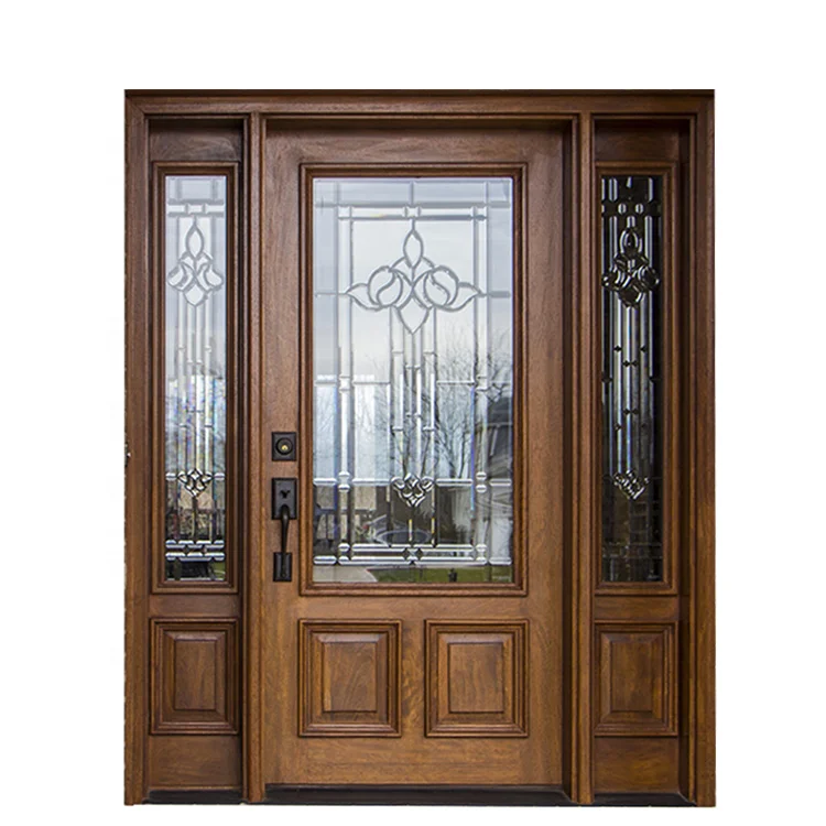 high quality solid wood arch top entrance front door French design exterior entrance walnut wooden doors