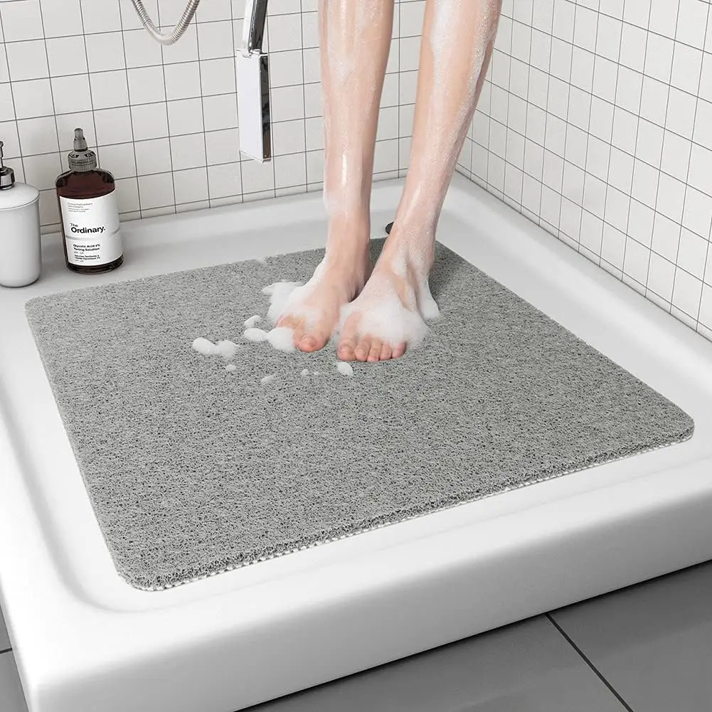 Non-Slip Shower Bath Tub Floor Mat Soft PVC Loofah Bathroom Mats Foot Scrubber Rug Quick Drying Easy Cleaning Mats for Wet Areas