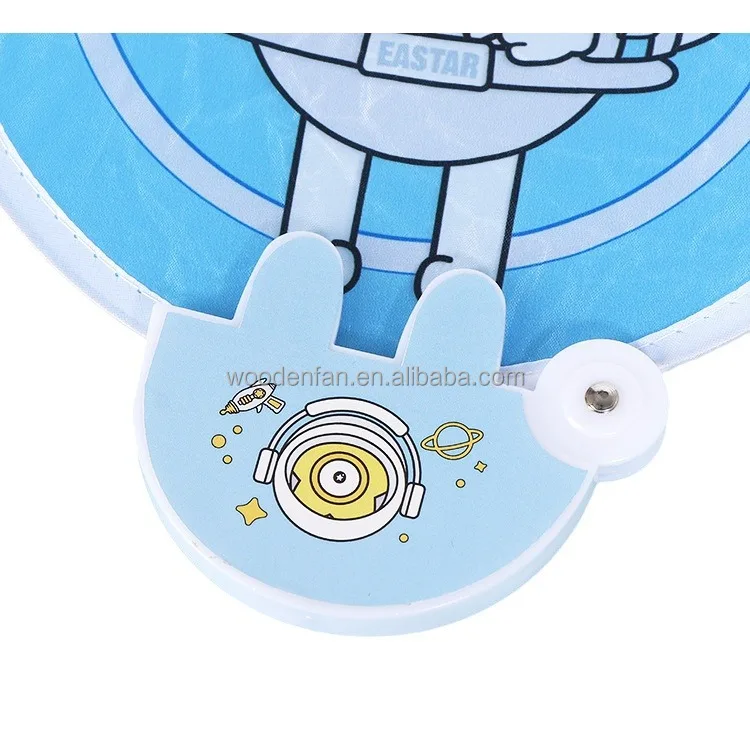foldable nylon hand fan with bag round pocket pop up foldng fan gift handheld fabric fan for summer outdoor activity