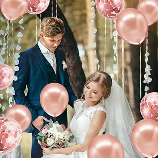 50 Pcs Happy Birthday Balloons Set Rose Gold for  happy birthday   Wedding and  Birthday Party