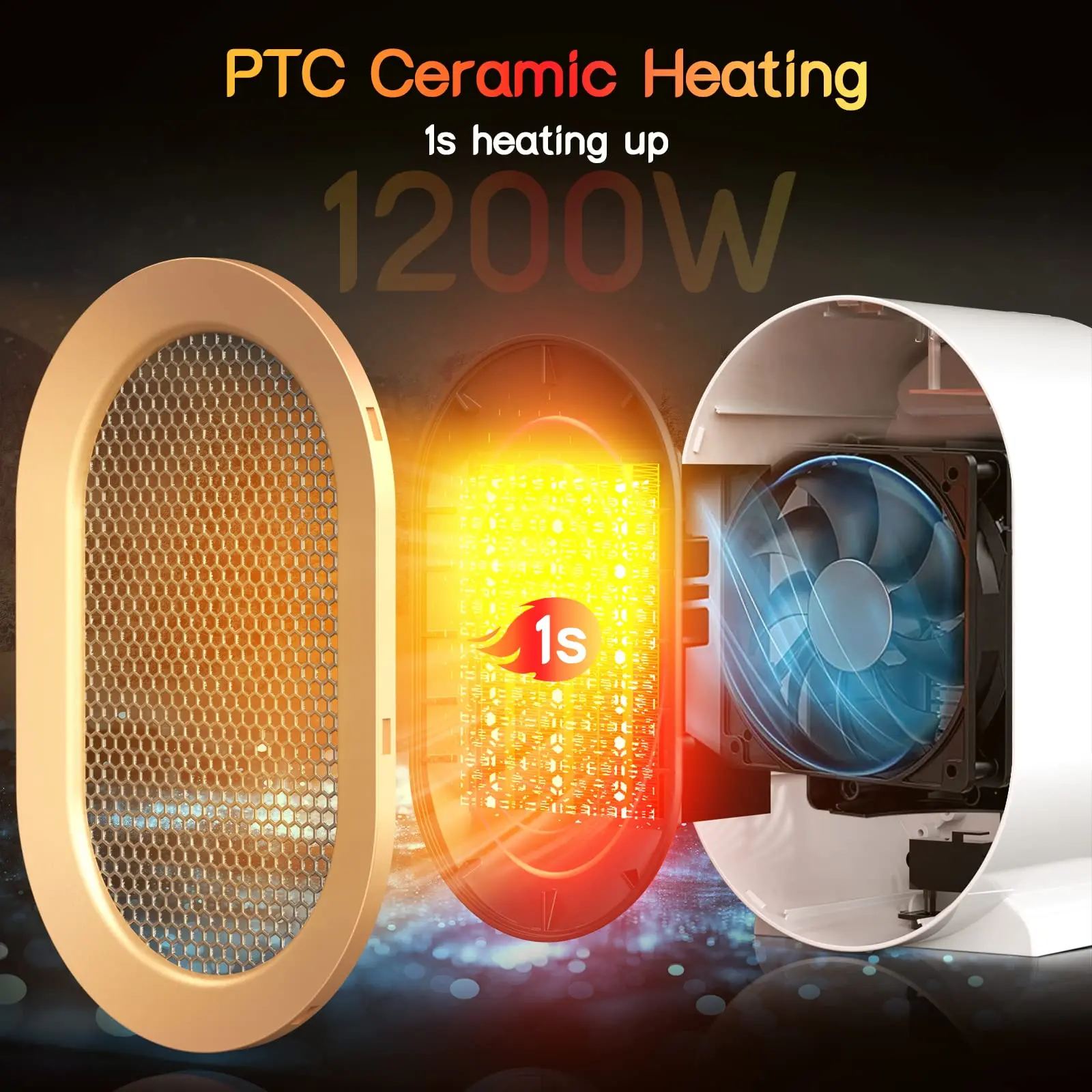 Maist Hot Selling Portable Fan Heater 220V 1200W PTC Home  Electric  Room Fan Heater Ventilation Fan Rv Heat