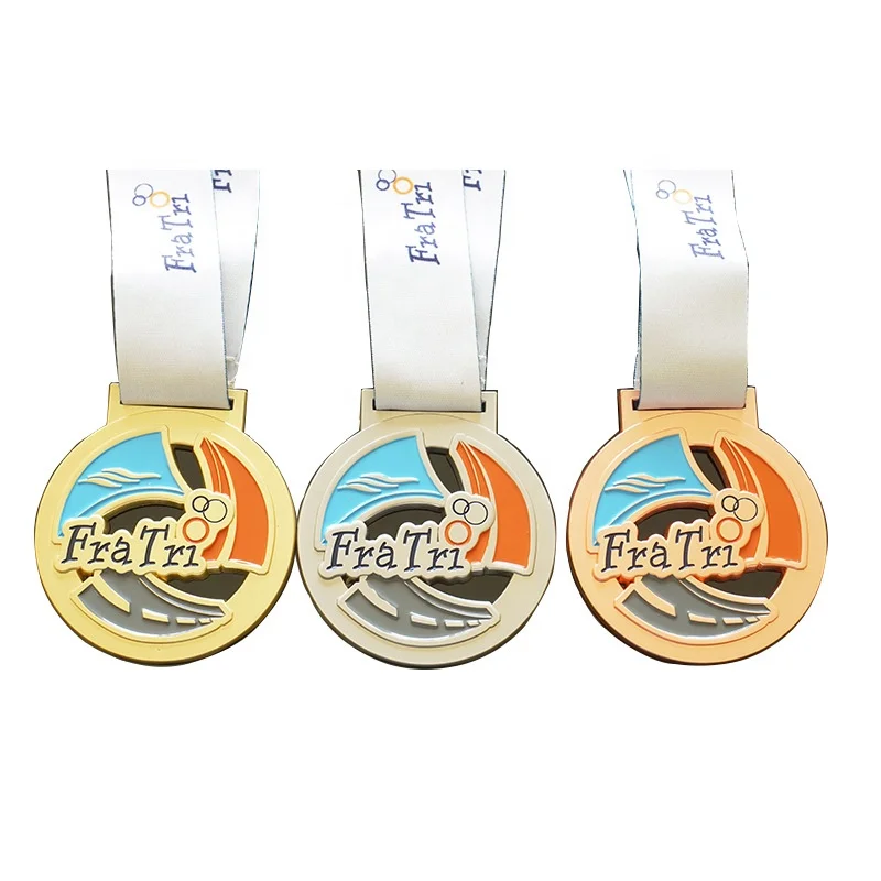 Metal Craft Style Award Medals with Ribbons Custom Casting Soft Enamel Marathon Running Sports Metal Medal Honor Award Souvenir