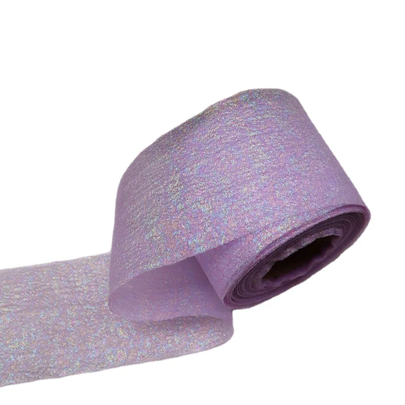 Wholesale Market Bouquet Gift Packaging Pearl Shiny Rainbow Laser Polyester Decoration Ribbon
