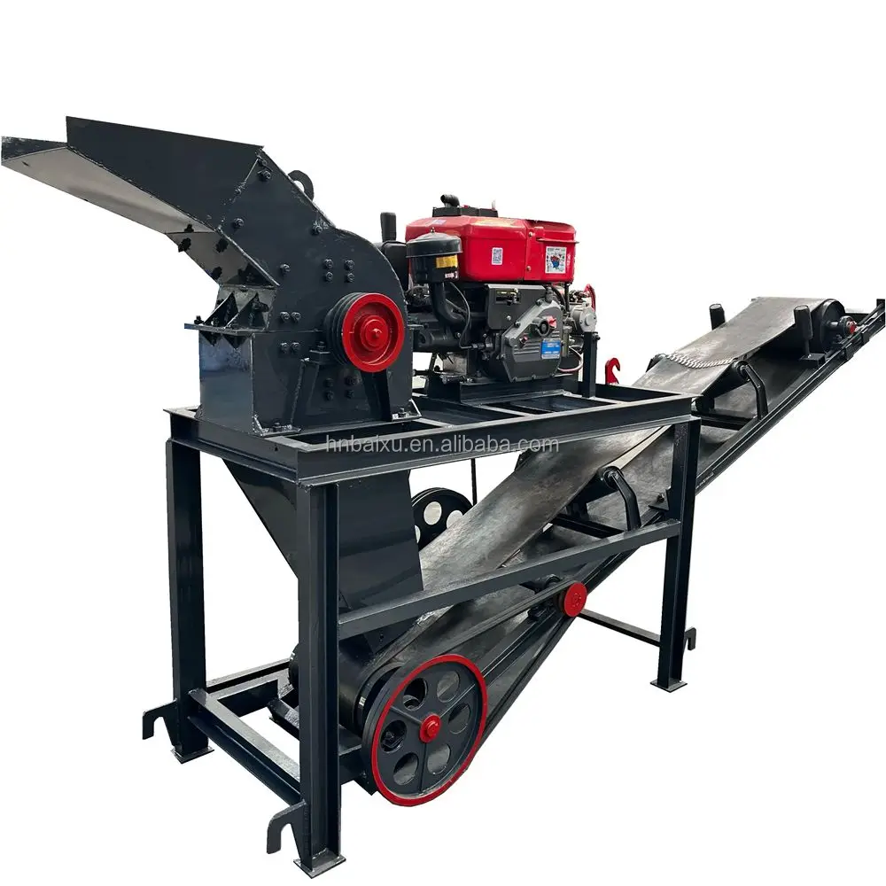 wholesale price small portable mobile hammer mill crusher stone crusher with conveyor belt