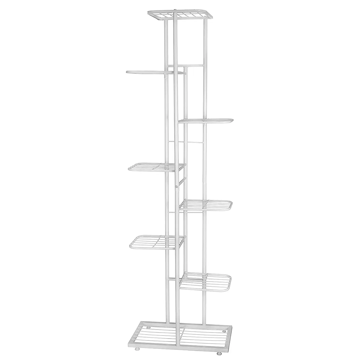 Metal White 8-Shelf Flower Stand Plant Display for Indoors and Outdoors
