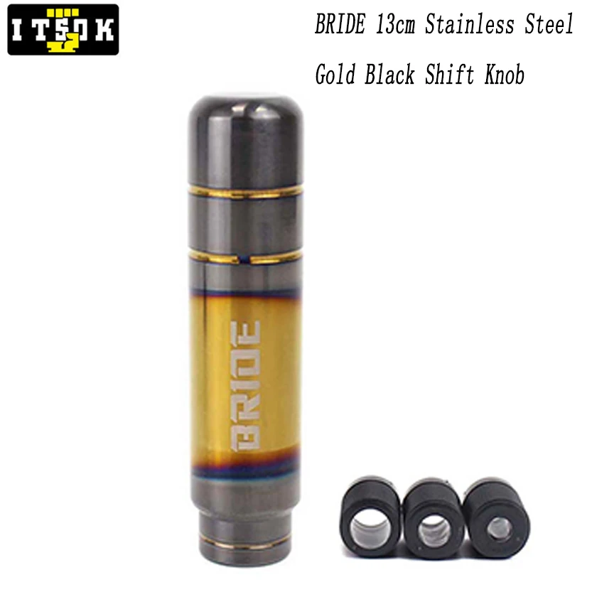 JDM Racing Sports Titanium Burnt Blue Gold Shifter Lever Stick Leather Aluminum Universal Car Shift Gear Knobs For BRIDE MUGEN