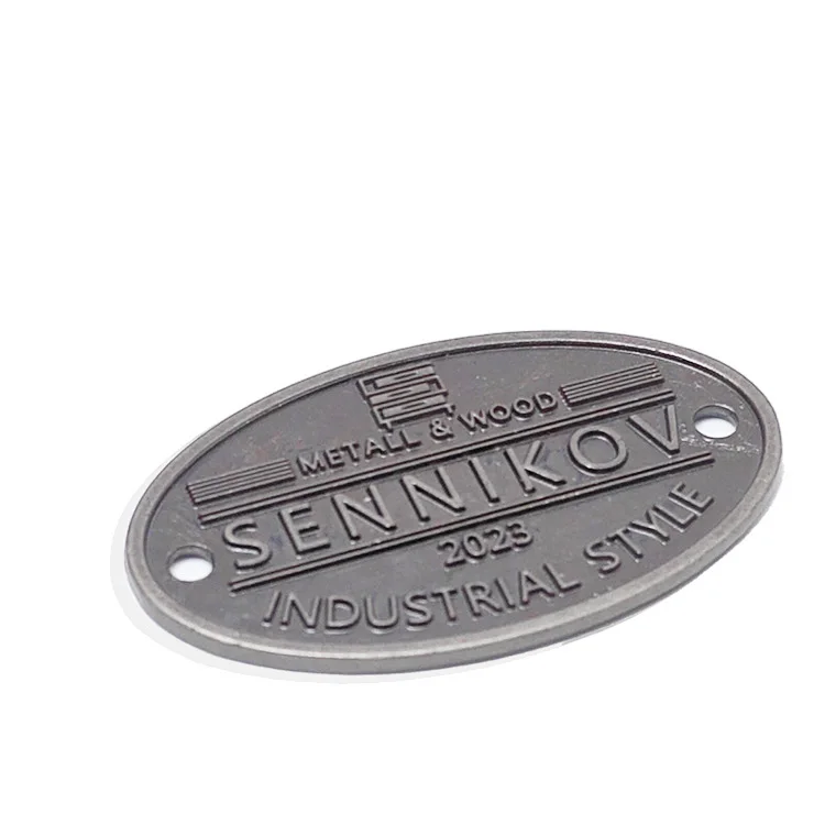 Wholesale Fashion Custom Brand Metal Engraved Logo Plate Name Letter Clothing Sewing Zinc Alloy Labels For Bag