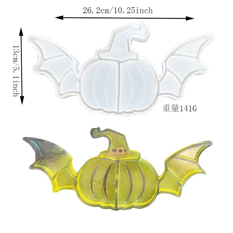 Новинка, силиконовая форма W033 «сделай сам» для хранения украшений из эпоксидной смолы в виде тыквы, летучей мыши