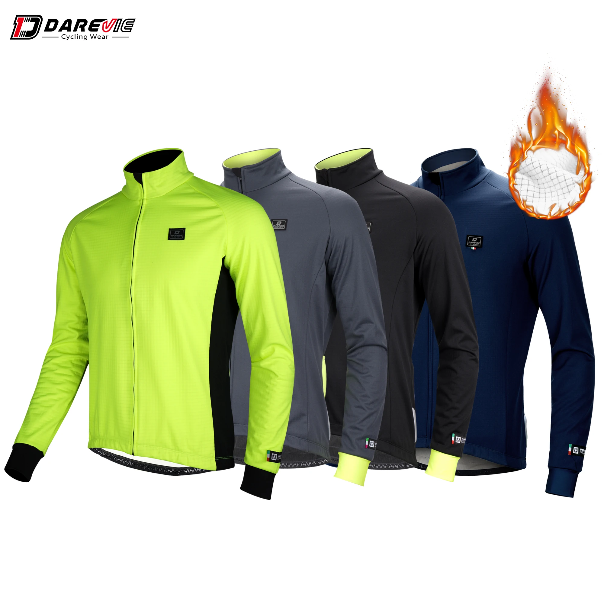 Darevie Autumn Winter Long Sleeve Casual Fleece Outdoor Jackets Thermal Riding Bike Riding Cycling Fleece Jackets