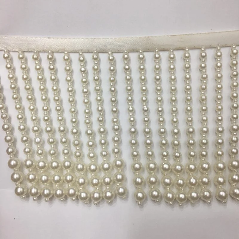 long bugle beads with pearl design 10 cm long decorative fringe tassel trims