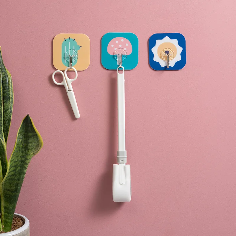 Wholesale Hook Strong Viscose Bathroom Door Back Kitchen Wall Hanging Load-bearing Stickers Free Punch Cartoon Sticky Hook
