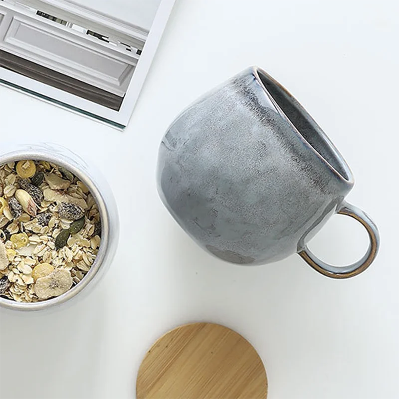 eco friendly wholesale retro large size 500ml creative reactive glaze funny handmade water ceramic mug stoneware coffee mug