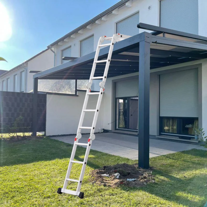 4.56m aluminum extension 16 steps folding household multipurpose ladder 1.5mm for sale