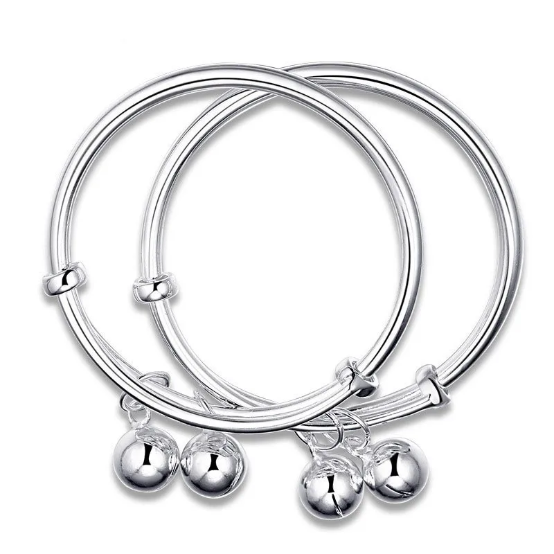 New handmade 999 sterling silver  baby anklets and chinese  baby engraved bracelet with bell charm