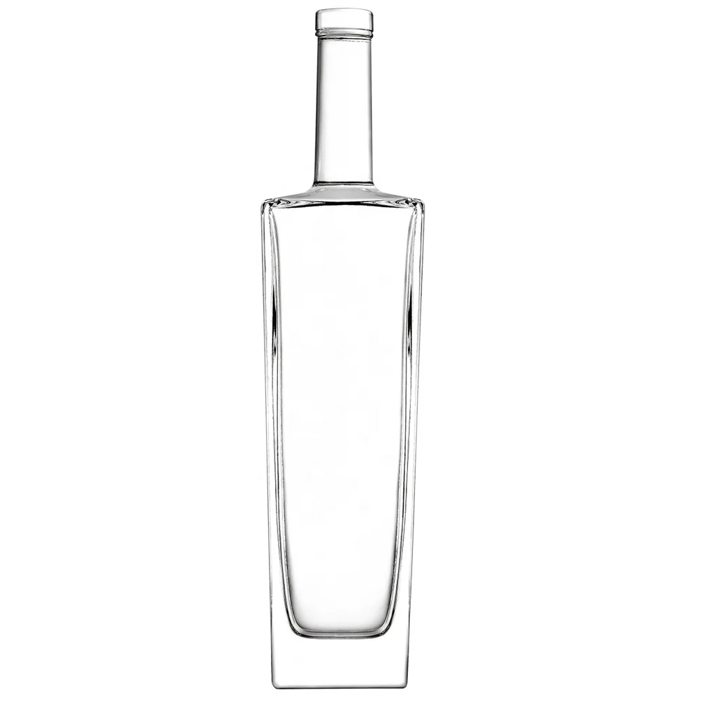 Factory direct sales empty 750ml rectangular sharp corners clear liquor glass bottle for whisky liquor