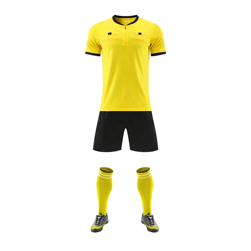 New Soccer Referee Uniforms Breathable Soccer Jersey Football Referee Jersey Set For Sale