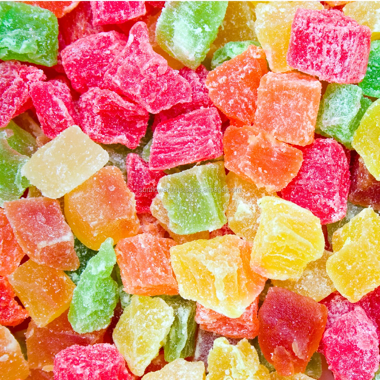 
Thai Dehydrated Pineapple Core-Slice Dice Chunks Coins Mixed Color Premium Quality Thai Snack 