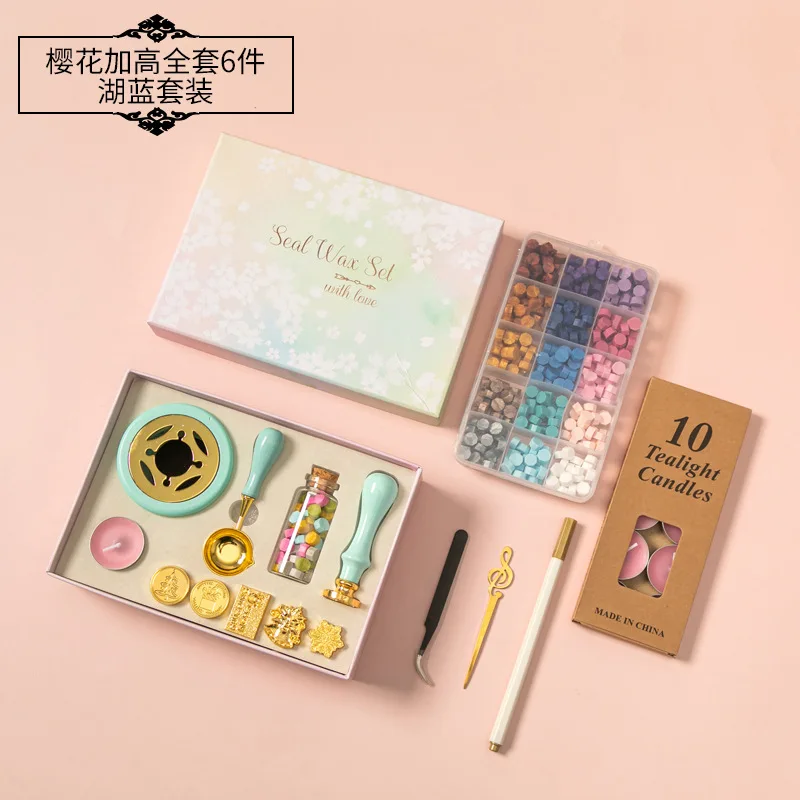 Wax Seal Stamps Box Kit Wedding Invitation Decorative Sealing wax Sellos Dipping Pot Set