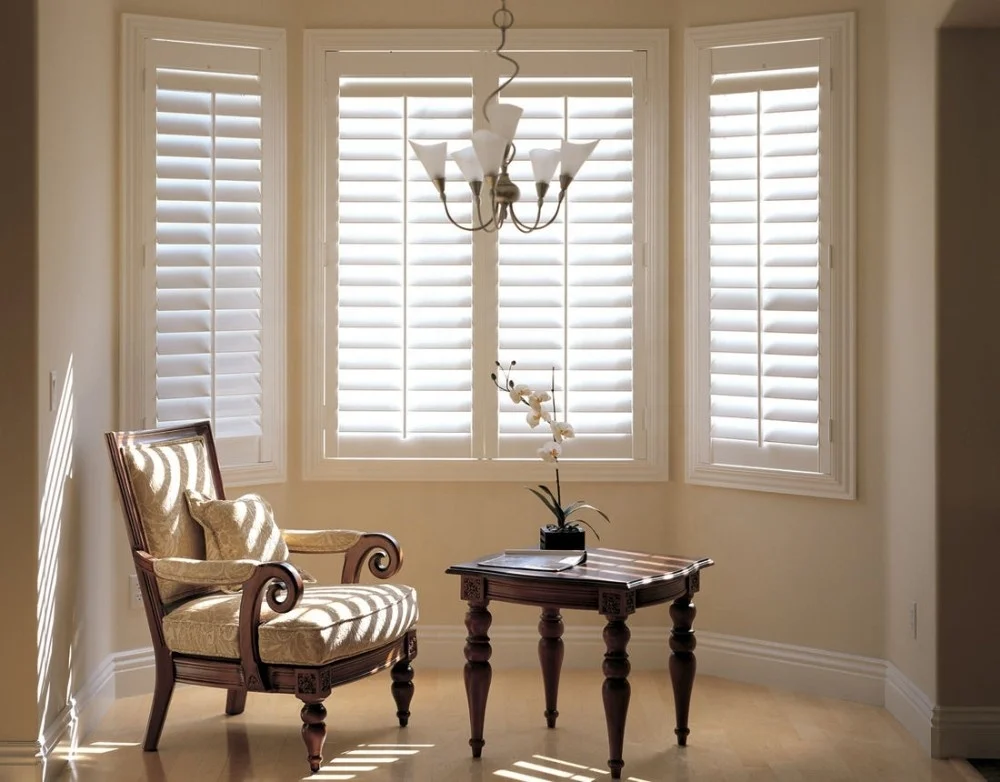Minimalism White Color Bedroom Bathroom Popular PVC Plantation Shutters PVC Blinds
