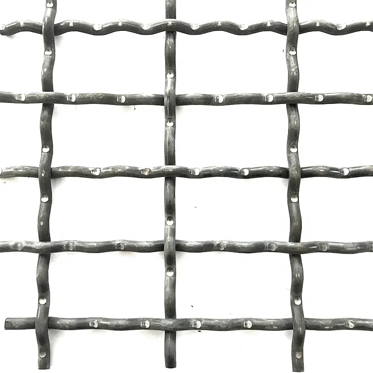 High Tensile 65Mn 45# Manganese Steel Iron Wire Woven Quarry Rock Square Hole Crimped Mesh for Mining Cut Bend Punch Metal Frame
