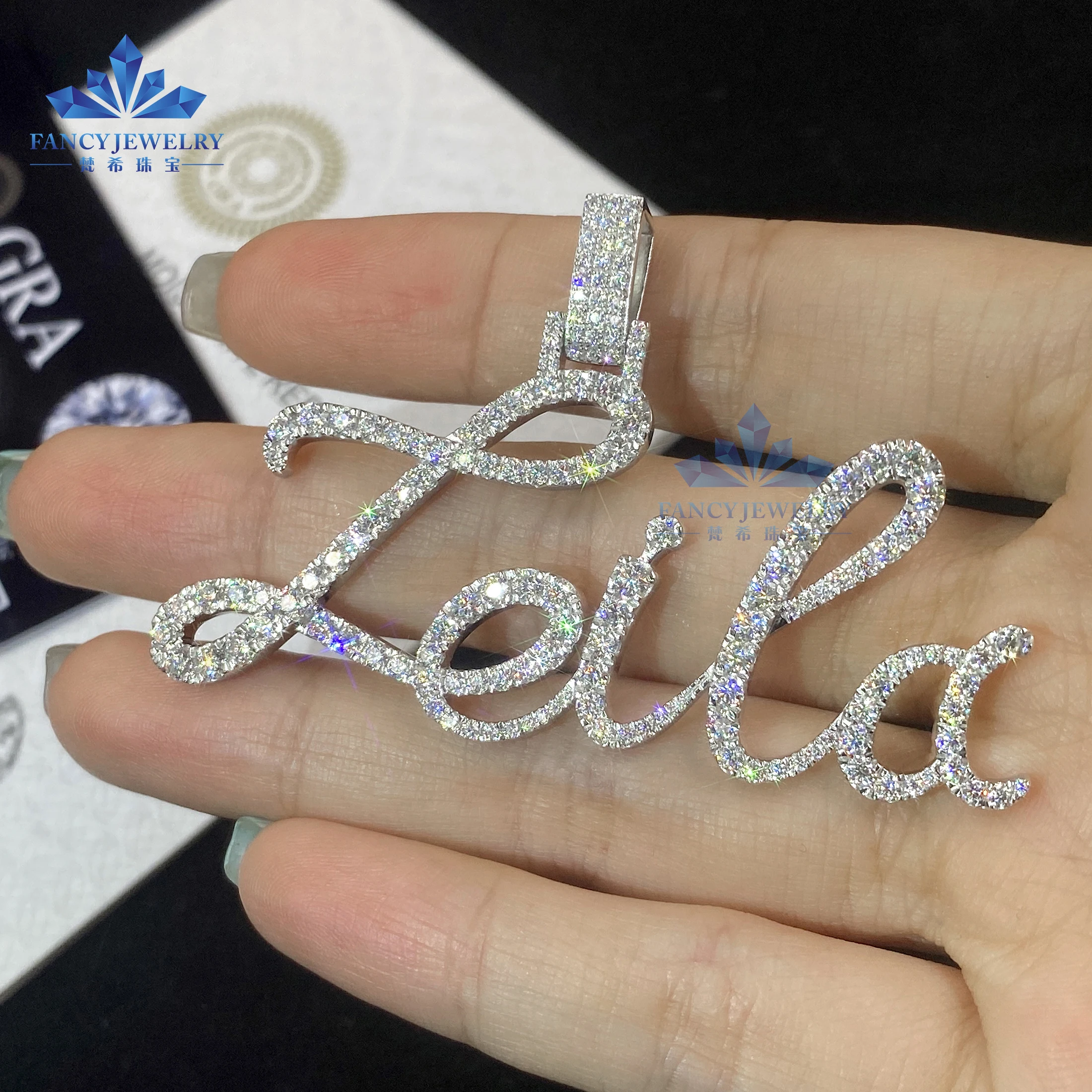 Custom Luxury Jewelry HipHop Style D VVS Moissanite 925 Silver Gold Plated Letter Pendant For Gift Party