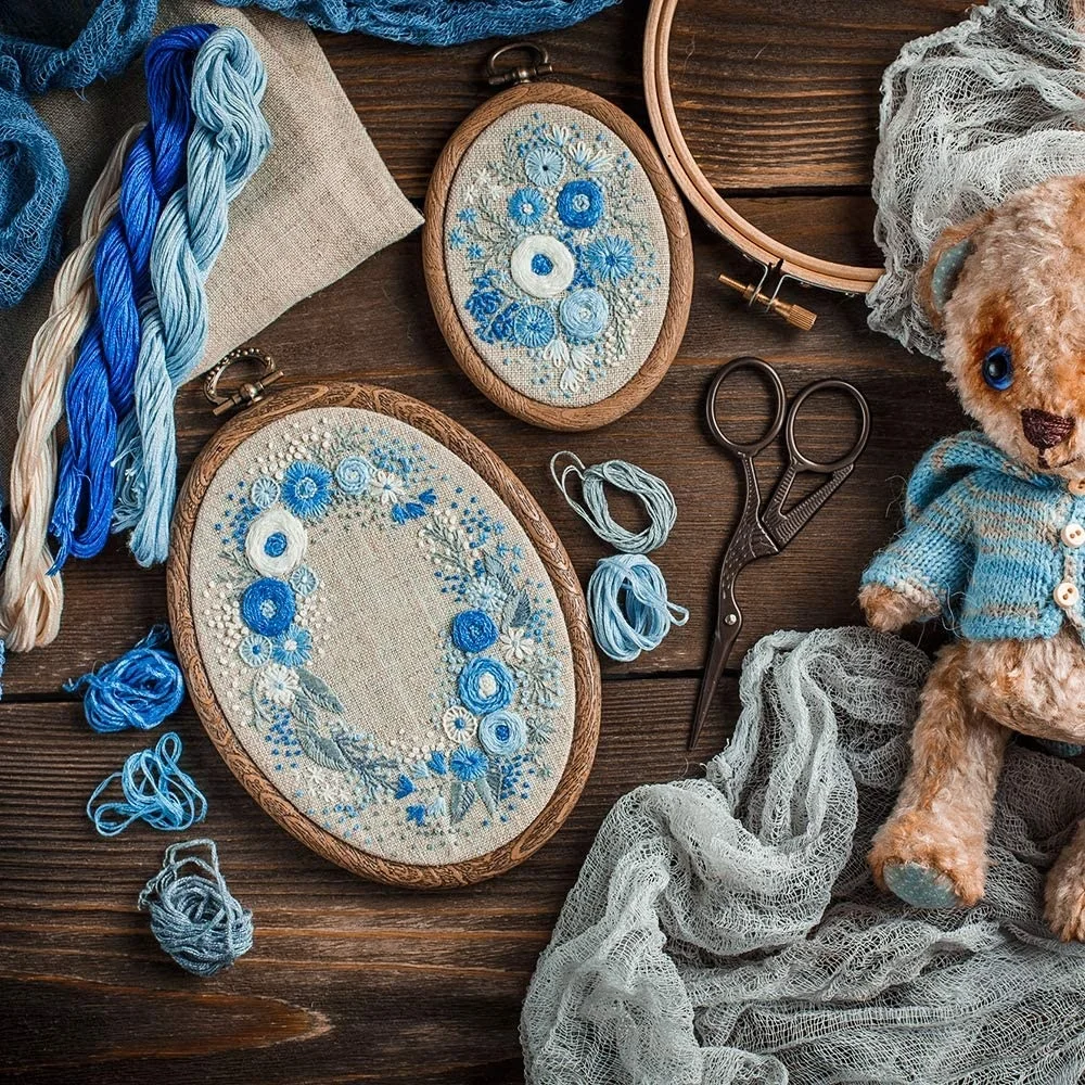 Оптовая продажа DIY винтажный деревянный дисплей цветок натяжение цветок вышивка обруч для вышивки и вышивки крестиком