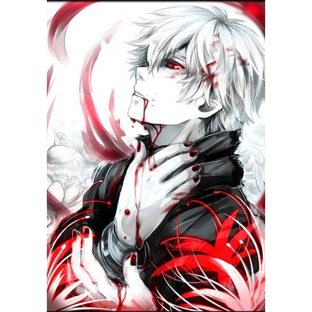 Anime Kaneki Ken Tokyo Ghoul Full Diamond Painting Rhinestone Embroidery Cross Stitch Mosaic Home Decor Christmas Gift