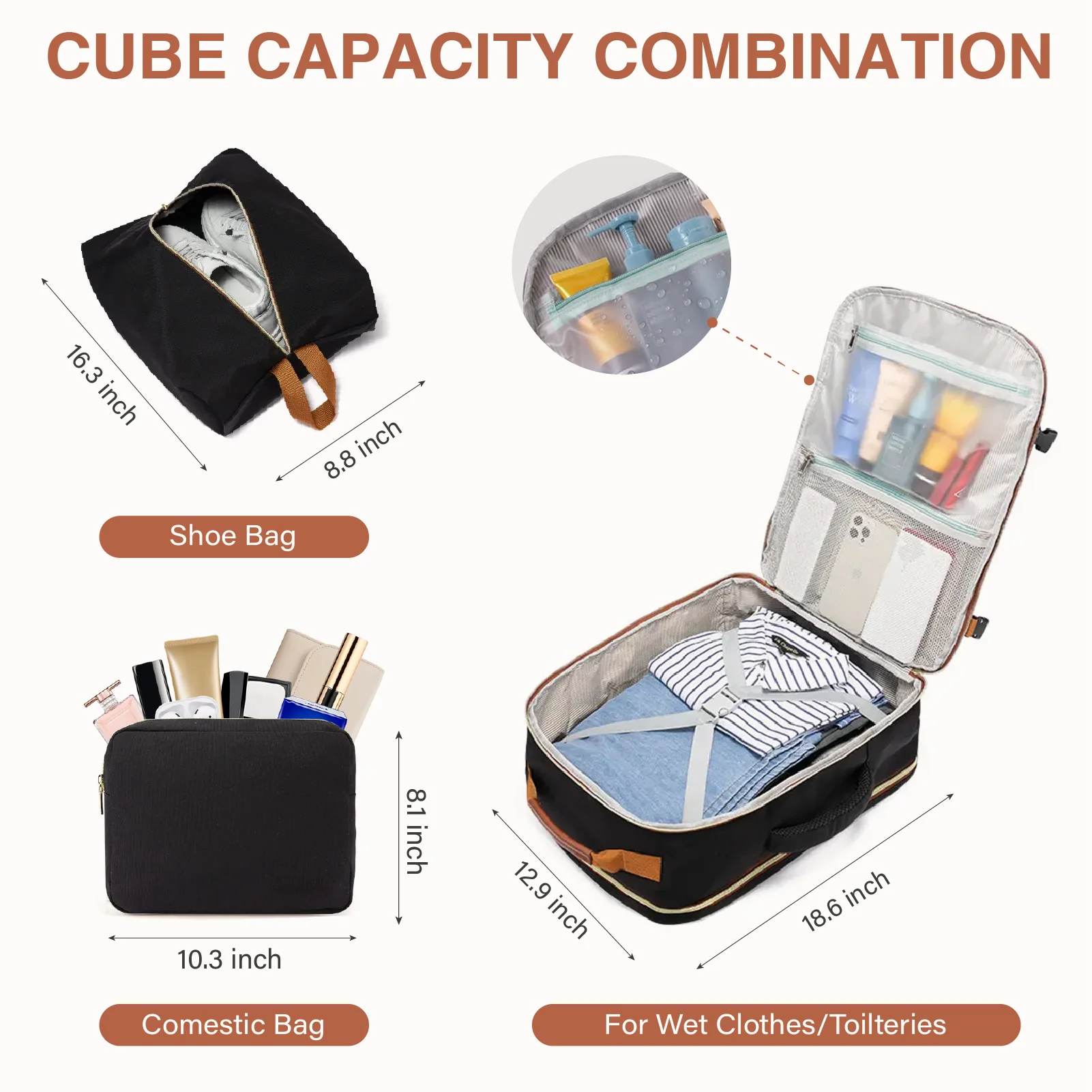 Vietnam Custom Extra Large Expandable 52L Weekender Flight Approved Travel Laptop Backpack USB & Shoe Compartment for School Use