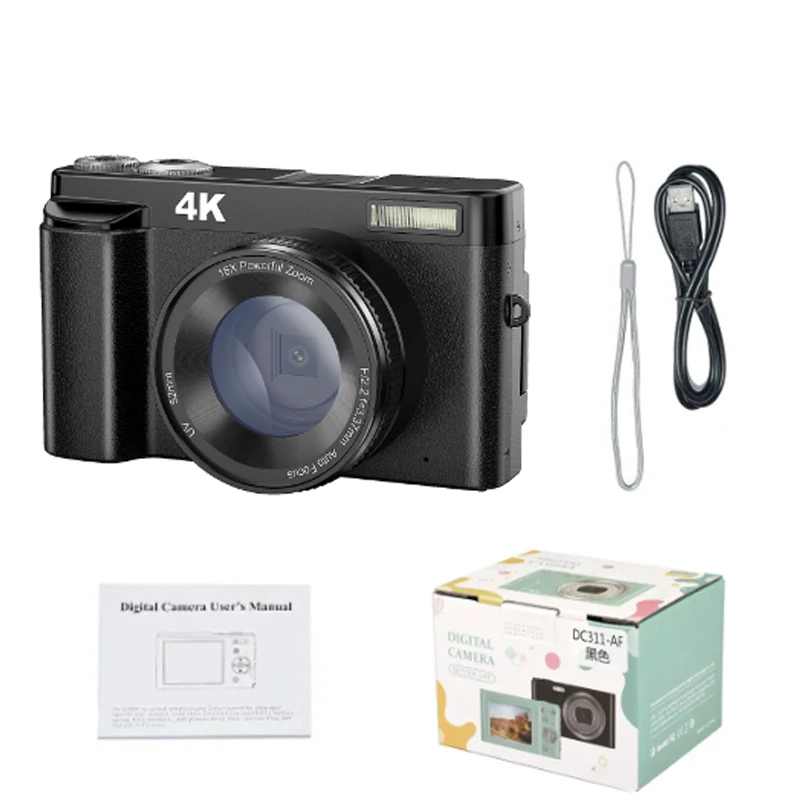 Dslr для начинающих с откидным дисплеем компактный дешевый Vlogging Youtube Point Shoot 4k 48mp 16x цифровая фотокамера LL
