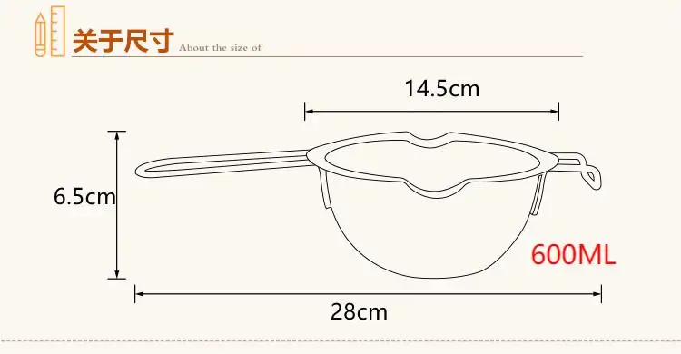 Stainless Steel Kitchen Metal Melting Pot Bowl for Chocolate Wax and Dough