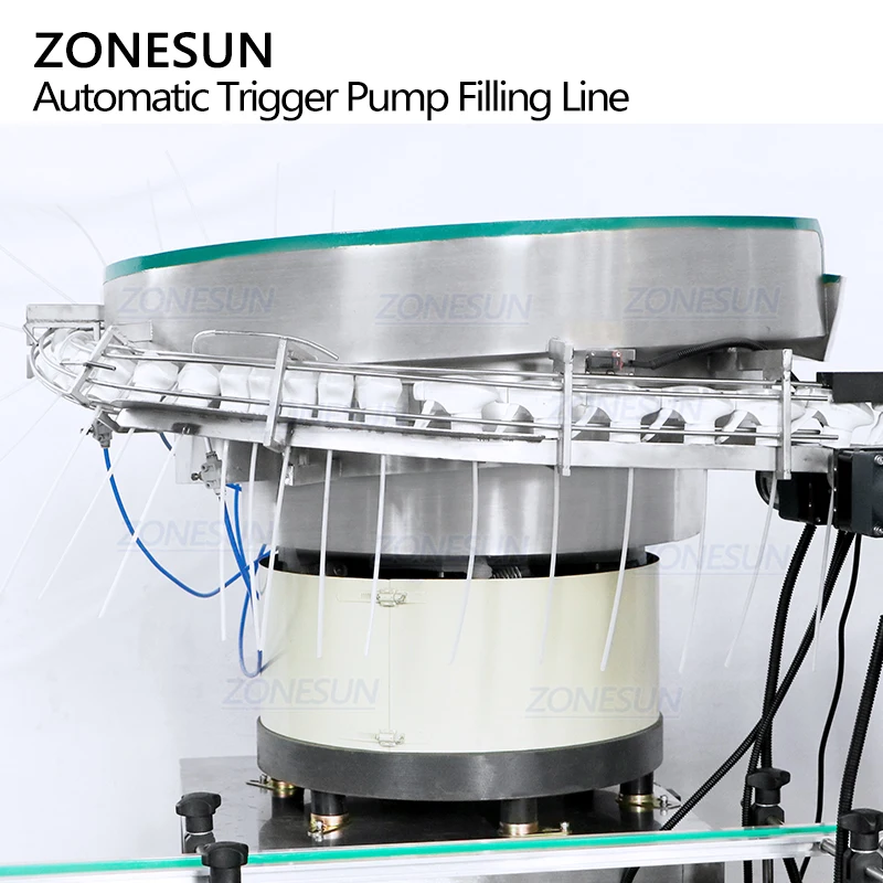 ZONESUN ZS-MPCL1 Full Automatic Trigger Spray Bottle Liquid Filling Capping Double Sided Flat Bottle Labeling Machine
