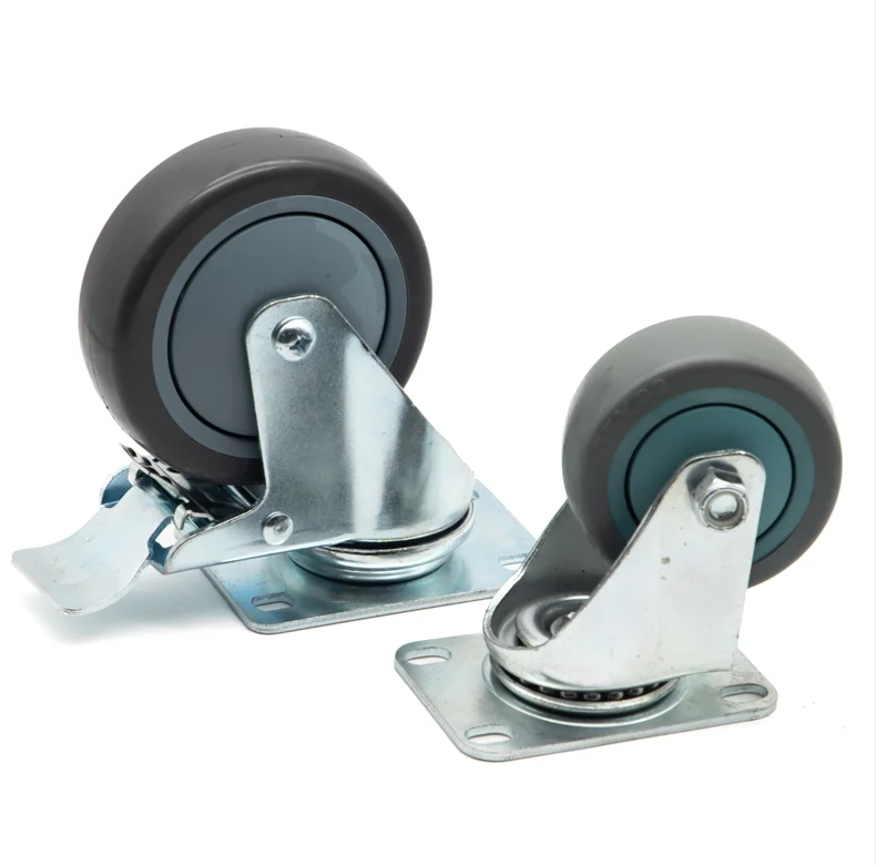 Industrial Double-Bearing Brake Caster Wheel PVC/PU/PP Rigid Style for Machinery and Equipment Furniture Casters