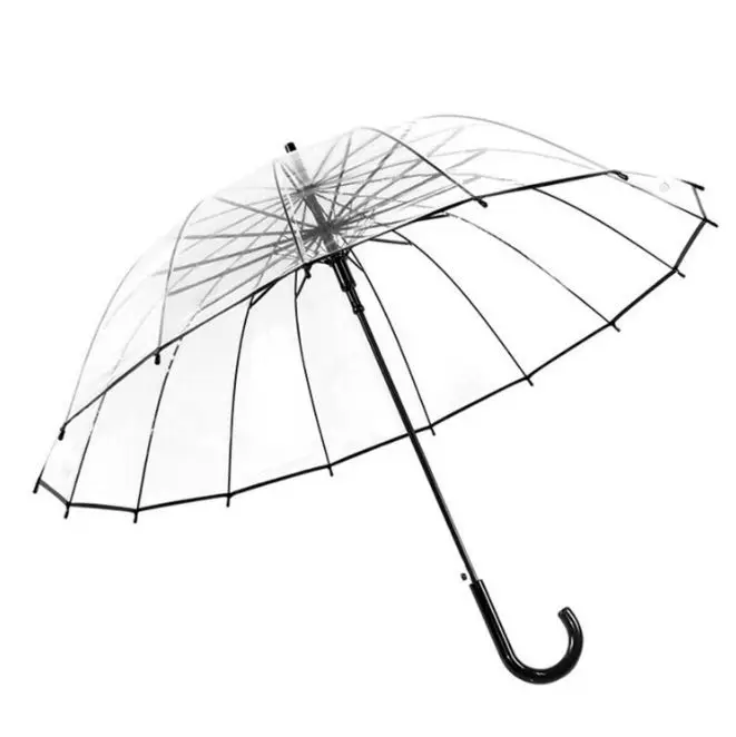 The Best Price 16 Ribs 23 inch Transparent Umbrella Clear Straight Umbrella