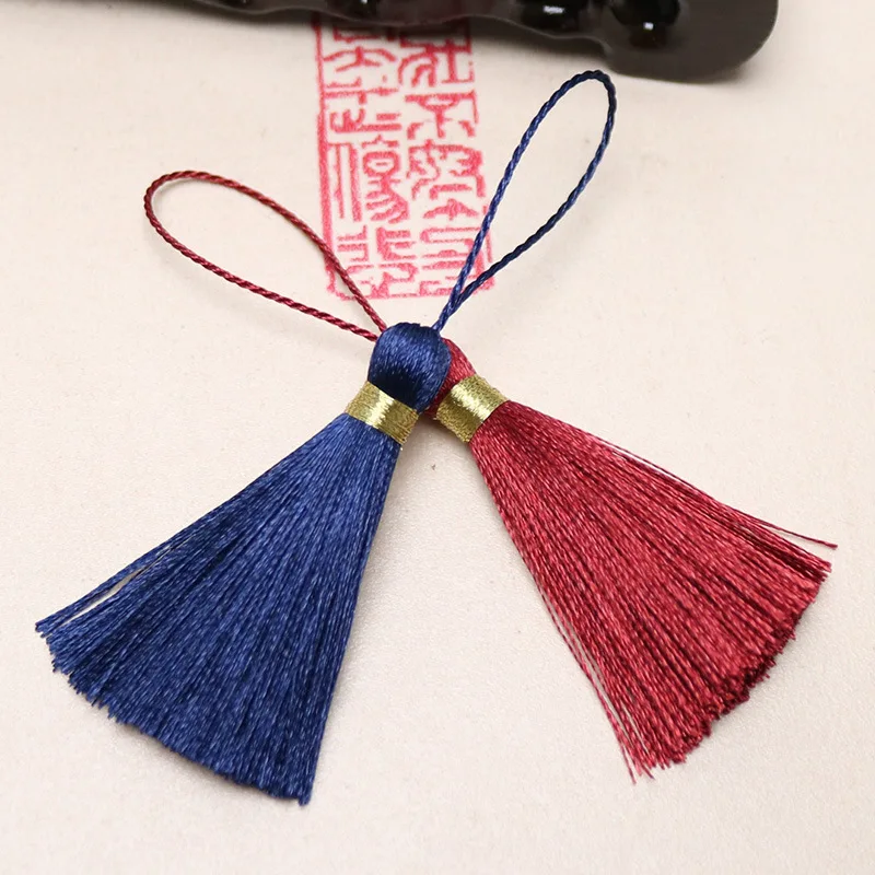 Gold thread thread tassel ice silk vertical 5CM Chinese wind tassel bottle pendant bookmark ancient style color hanging tassel