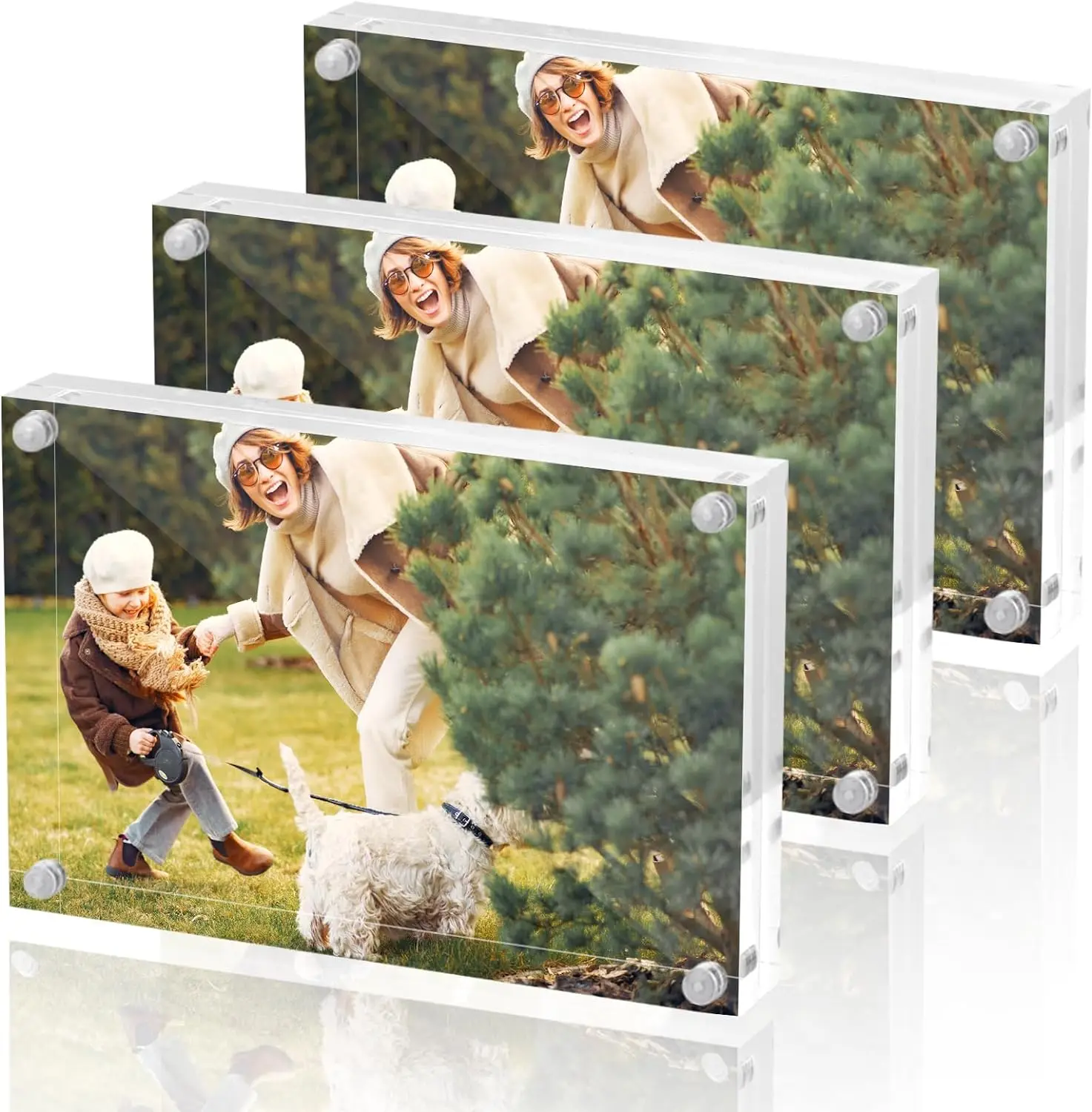 Acrylic photo frames horizontal magnet double sided acrylic frames