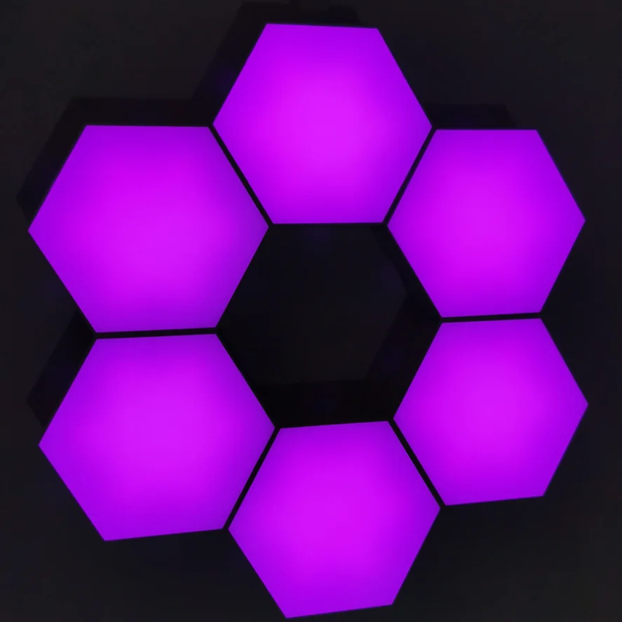 Smart LED Light APP And Remote And Voice Control  Quantum RGB Wall Light DIY Magnetic Hexagon Modular For  Gaming Room  Party