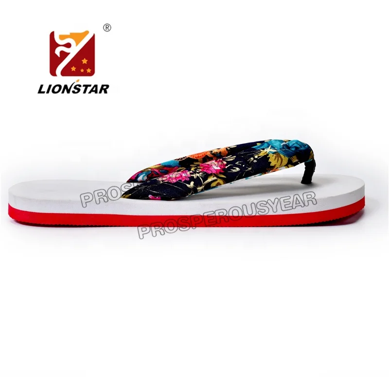 popular lady  summer floral fabric   flip flop