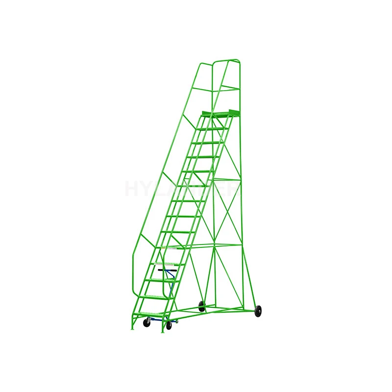 Customizable warehouse large step ladder 14 steps movable warehouse stairs sturdy rolling ladder