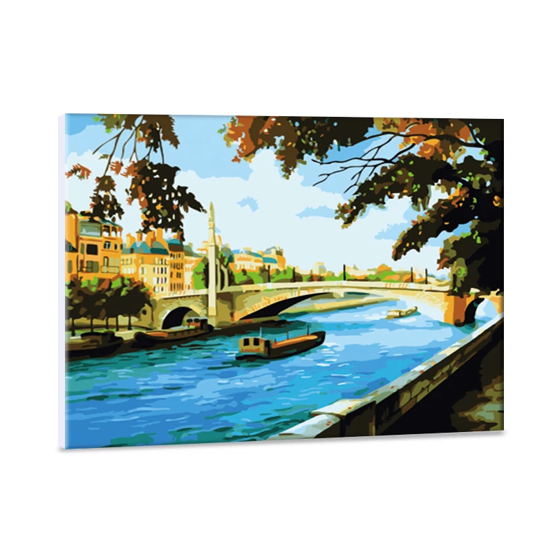
The blue of the river diy painting by numbers 40*50 hand painting living room bedroom decorative painting 