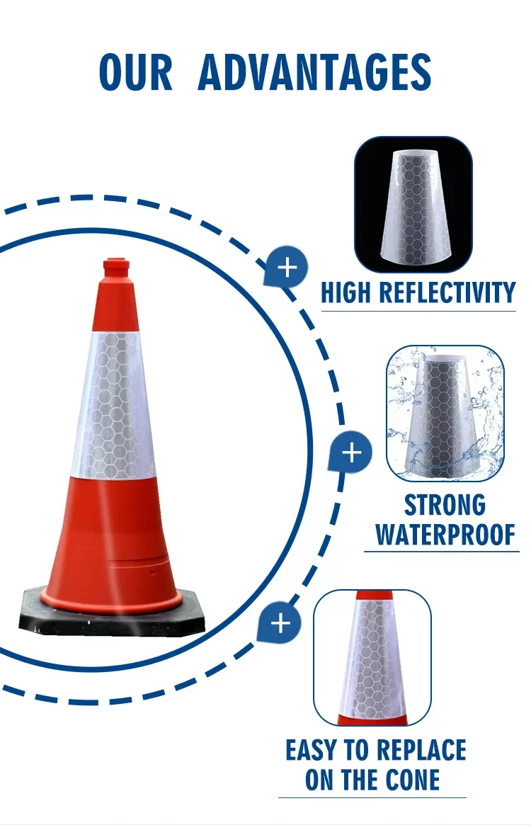 Reflective Adhesive PVC Road Cone Message Sleeve Collars Sticker Reflective Tape For Safety Cones